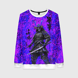 Свитшот женский Призрак самурай - неоновые краски, цвет: 3D-белый