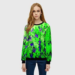 Свитшот женский Ярко-зелёный стекающая абстаркция, цвет: 3D-черный — фото 2