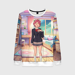 Свитшот женский Дандадан Сиратори Айра смущается, цвет: 3D-белый