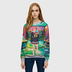Свитшот женский Дандадан Сиратори Айра хочет обнимашек, цвет: 3D-меланж — фото 2