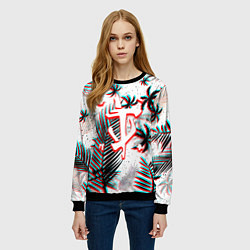 Свитшот женский Doom тропики глитч, цвет: 3D-черный — фото 2