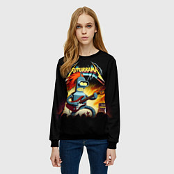 Свитшот женский Bender is a hard rock guitarist - Futurama, цвет: 3D-черный — фото 2