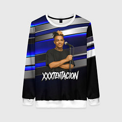 Свитшот женский XXXTentacion с микрофоном довольный, цвет: 3D-белый