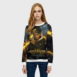 Свитшот женский XXXTentacion мультяшный стиль, цвет: 3D-белый — фото 2