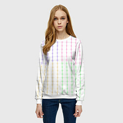 Свитшот женский Color white multicolored stripes, цвет: 3D-белый — фото 2