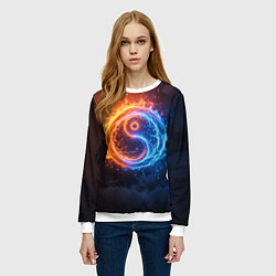 Свитшот женский Инь ян огонь и лёд, цвет: 3D-белый — фото 2