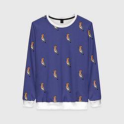 Свитшот женский Клевая птица удод на фиолетовом фоне, цвет: 3D-белый