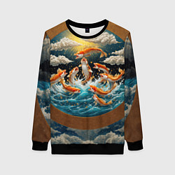 Женский свитшот Большие золотистые рыбы выпрыгивают из воды
