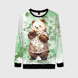 Свитшот женский Акварельный мишка, цвет: 3D-черный