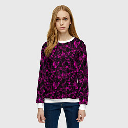 Свитшот женский Черно бордовый абстрактный узор, цвет: 3D-белый — фото 2