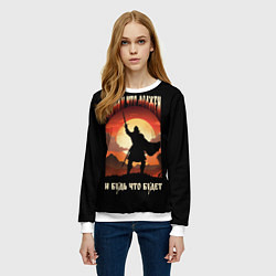 Свитшот женский Делай что должен черный с желто-оранжевым артом, цвет: 3D-белый — фото 2