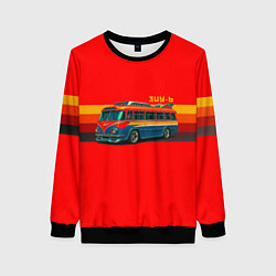Свитшот женский Ретро автобус ЗИУ-6, цвет: 3D-черный