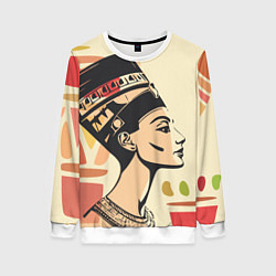 Свитшот женский Нефертити, цвет: 3D-белый