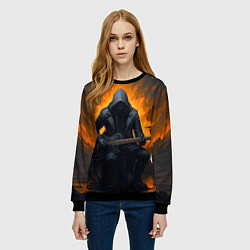 Свитшот женский Гитарист играющий в пламени, цвет: 3D-черный — фото 2