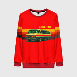 Свитшот женский Ретро автобус ЗИЛ-118 поп-арт, цвет: 3D-красный