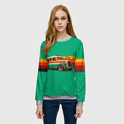 Свитшот женский Ретро автобус ГАЗ-03-30 поп-арт, цвет: 3D-меланж — фото 2