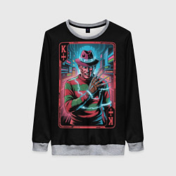 Свитшот женский Кибер Фредди Крюгер в Неоновом городе, цвет: 3D-меланж