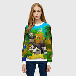 Свитшот женский Майнкрафт - панды, цвет: 3D-белый — фото 2