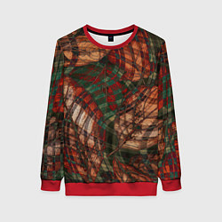 Свитшот женский Бесконечный клетчатый паттерн, цвет: 3D-красный