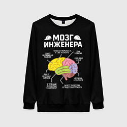 Свитшот женский Мозг инженера цветной на черном, цвет: 3D-черный
