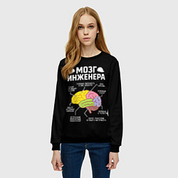 Свитшот женский Мозг инженера цветной на черном, цвет: 3D-черный — фото 2