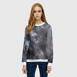 Свитшот женский Абстракция - dark blue oil painting, цвет: 3D-белый — фото 2