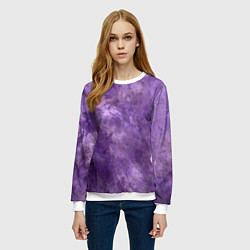 Свитшот женский Абстракция - violet oil painting, цвет: 3D-белый — фото 2
