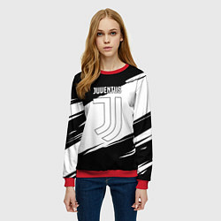 Свитшот женский Ювентус черно белые полосы, цвет: 3D-красный — фото 2