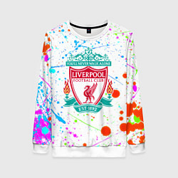 Свитшот женский Ливерпуль неоновые брызги красок, цвет: 3D-белый