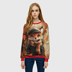 Свитшот женский Милый осенний лисёнок, цвет: 3D-красный — фото 2