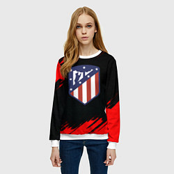Свитшот женский Атлетико Мадрид красные краски, цвет: 3D-белый — фото 2