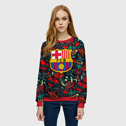 Свитшот женский Barcelona japan tatoo, цвет: 3D-красный — фото 2