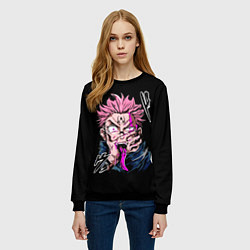 Свитшот женский Итадори с Сукуна на руке, цвет: 3D-черный — фото 2