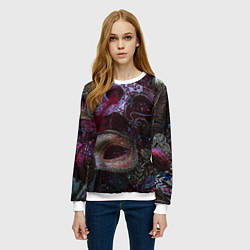 Свитшот женский Театральные маски, цвет: 3D-белый — фото 2