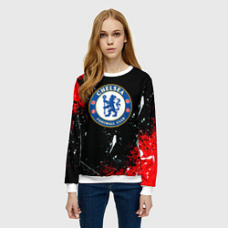 Свитшот женский Chelsea брызги красок текстура, цвет: 3D-белый — фото 2