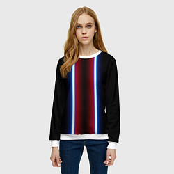 Свитшот женский Color white blue red neon, цвет: 3D-белый — фото 2