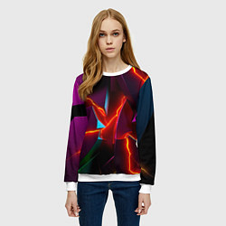 Свитшот женский Fractures multicolored tiles, цвет: 3D-белый — фото 2