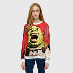 Свитшот женский Орущий Шрек, цвет: 3D-белый — фото 2