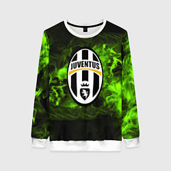 Свитшот женский Ювентус зеленый дым, цвет: 3D-белый