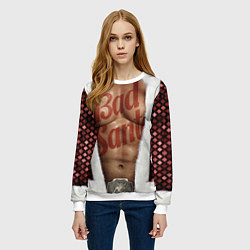 Свитшот женский Костюм деда мороза с накаченным прессом, цвет: 3D-белый — фото 2