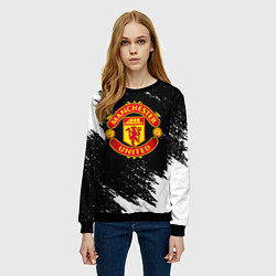 Свитшот женский Манчестер Юнайтед белые краски, цвет: 3D-черный — фото 2