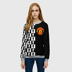 Свитшот женский Манчестер Юнайтед текстура люди, цвет: 3D-меланж — фото 2