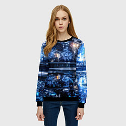 Свитшот женский Новогодняя ночная Москва, цвет: 3D-черный — фото 2