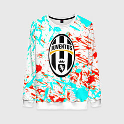 Свитшот женский Ювентус штрихи красок текстура, цвет: 3D-белый