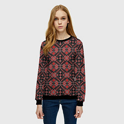 Свитшот женский Славянский стиль - орнамент, цвет: 3D-черный — фото 2