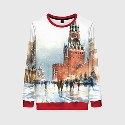 Свитшот женский Новогодний Кремль, цвет: 3D-красный