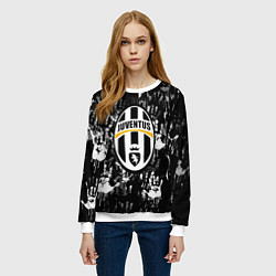 Свитшот женский Ювентус текстура руки краски, цвет: 3D-белый — фото 2