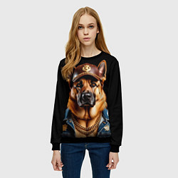 Свитшот женский Овчарка в бейсболке, цвет: 3D-черный — фото 2