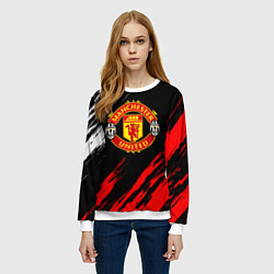 Свитшот женский Манчестер Юнайтед x Ювентус краски, цвет: 3D-белый — фото 2