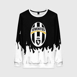 Свитшот женский Ювентус белый огонь текстура, цвет: 3D-белый